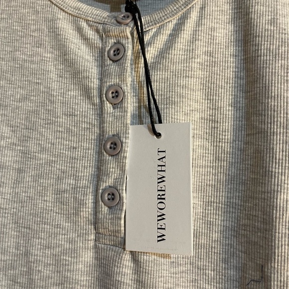 WeWoreWhat Gray Henley Bodysuit LARGE ,NWT material is so soft and it’s ribbed - Picture 9 of 10